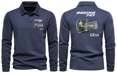BOEING 747 GENX LONG SLEEVE POLO